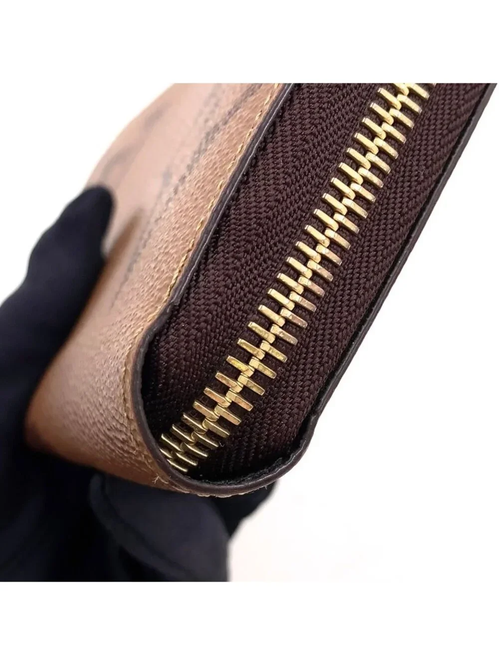 Louis Vuitton Zippy Wallet Monogram Giant Leather Brown Round Gold